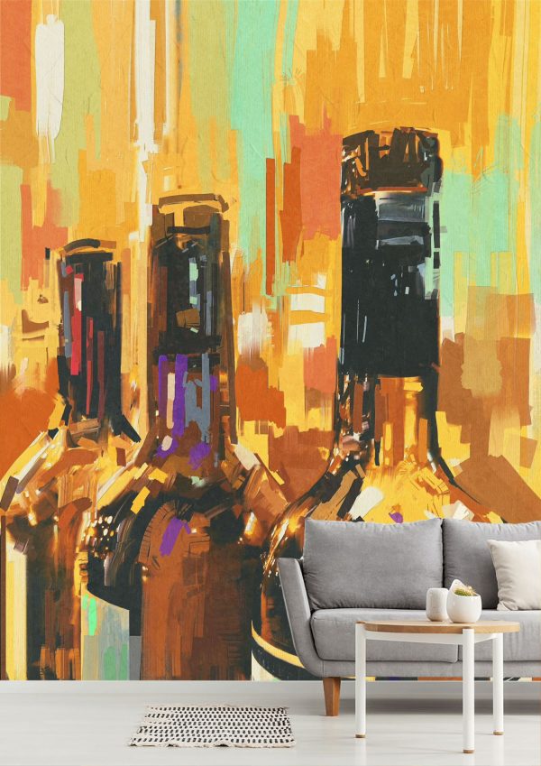 Activities & Leisure | Colorful Painting Of Wine Bottles Wall Mural Activities & Leisure Activities & Leisure