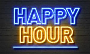 Activities & Leisure | Happy Hour Neon Sign Wall Mural Activities & Leisure Activities & Leisure