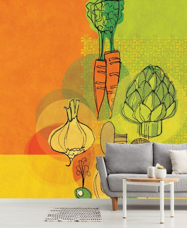 Activities & Leisure | Retro Veggies – Yellow Mural Wallpaper Activities & Leisure Activities & Leisure