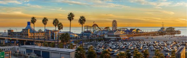 Activities & Leisure | Santa Monica Pier At Sunset Wall Mural Activities & Leisure Activities & Leisure