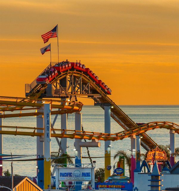 Activities & Leisure | Santa Monica Pier At Sunset Wall Mural Activities & Leisure Activities & Leisure