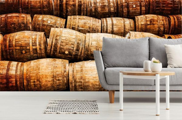 Activities & Leisure | Stacked Pile of Old Whiskey And Wine Barrels Wallpaper Mural Activities & Leisure Activities & Leisure