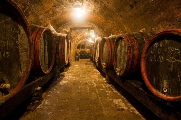 Activities & Leisure | Wine Barrels and Bottles In A Traditional Cellar Wall Mural Activities & Leisure Activities & Leisure