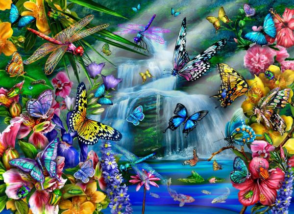 Animals | Butterfly Waterfall Wall Mural Animals Animals