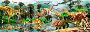 Animals | Dinoscape-Panorama Mural Wallpaper Animals Animals