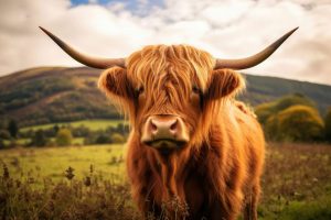 Animals | Highland Cow In Green Field In Scotland Wall Mural Animals Animals