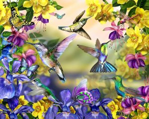 Animals | Hummingbirds and Butterflies Mural Wallpaper Animals Animals