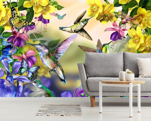 Animals | Hummingbirds and Butterflies Mural Wallpaper Animals Animals