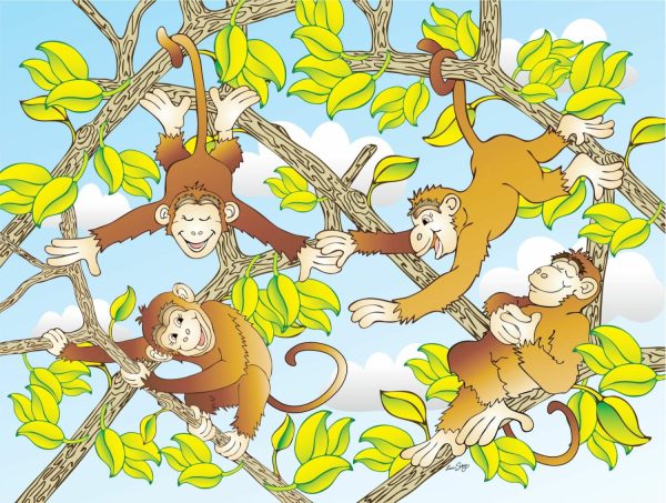 Animals | Monkeying Around Mural Wallpaper Animals Animals