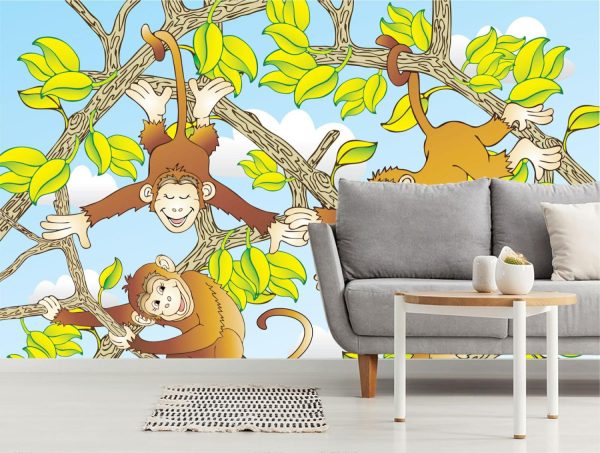 Animals | Monkeying Around Mural Wallpaper Animals Animals