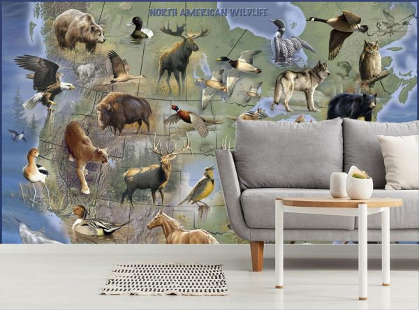 Animals | North American Wildlife Map Wall Mural Animals Animals