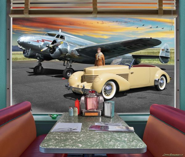 Architectural | Amelia Earhart Diner Booth Wall Mural Activities & Leisure Activities & Leisure