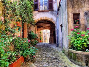 Architectural | Arched Cobblestone Street In A Tuscan Village Italy Wallpaper Mural Architectural Architectural