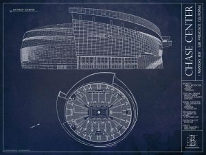 Architectural | Chase Center Arena Blueprint Wallpaper Mural Architectural Architectural