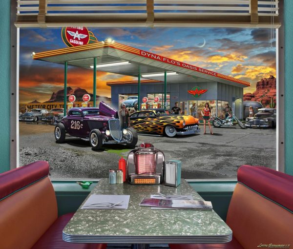 Architectural | Hot Rod Diner Booth Wall Mural Activities & Leisure Activities & Leisure