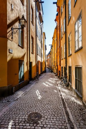 Architectural | Narrow Street in Old Town Stockholm Wall Mural Architectural Architectural