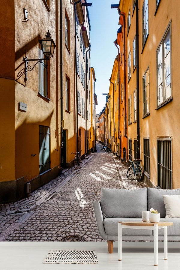 Architectural | Narrow Street in Old Town Stockholm Wall Mural Architectural Architectural