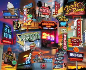 Architectural | Neon Sign Collage Mural Wallpaper Architectural Architectural