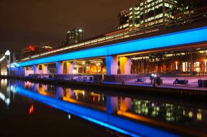 Architectural | Railway Bridge Reflected In Yarra River, Australia Mural Wallpaper Architectural Architectural