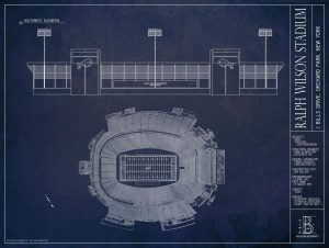 Architectural | Ralph Wilson Stadium Blueprint Wall Mural Architectural Architectural