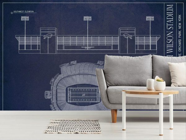 Architectural | Ralph Wilson Stadium Blueprint Wall Mural Architectural Architectural