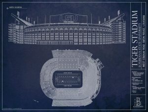 Architectural | Tiger Stadium Blueprint Wall Mural Architectural Architectural