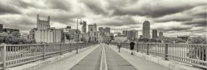 Architectural | View Of Downtown Minneapolis From Stone Arch Bridge Wallpaper Mural Architectural Architectural