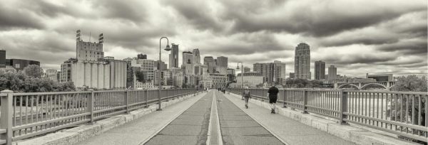 Architectural | View Of Downtown Minneapolis From Stone Arch Bridge Wallpaper Mural Architectural Architectural