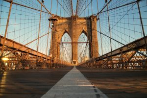 Architectural | Vintage Brooklyn Bridge at Sunrise Mural Wallpaper Architectural Architectural