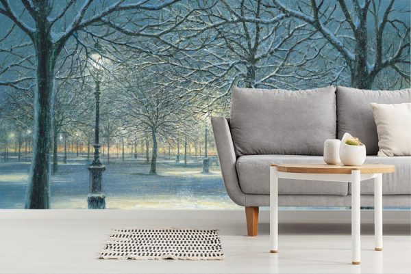 Architectural | Winter Snow Scene in the Park Wall Mural Architectural Architectural