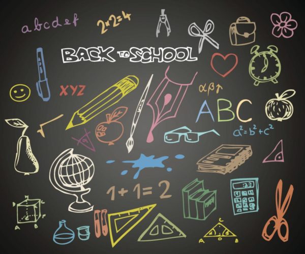 Art & Graphics | Back To School – Chalk Doodles On A Blackboard Mural Wallpaper Art & Graphics Art & Graphics