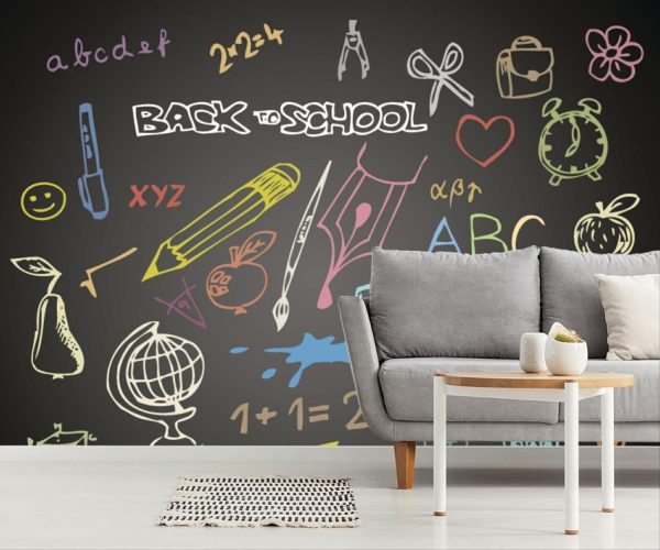 Art & Graphics | Back To School – Chalk Doodles On A Blackboard Mural Wallpaper Art & Graphics Art & Graphics