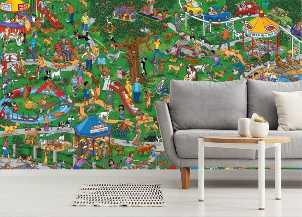 Art & Graphics | Dog Park Wall Mural Animals Animals