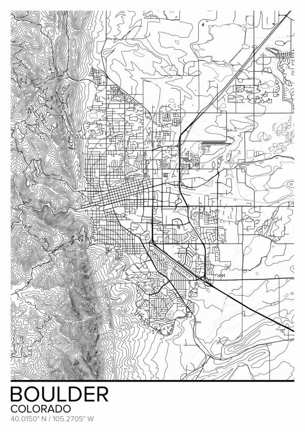 Art & Graphics | Map Of Boulder, CO Wallpaper Mural Art & Graphics Art & Graphics