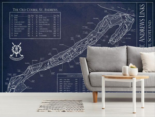 Art & Graphics | St Andrews Old Course Blueprint Wall Mural Art & Graphics Art & Graphics