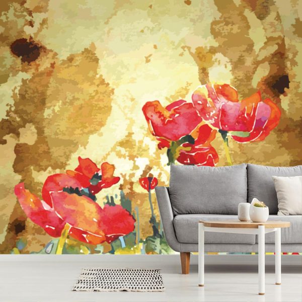 Art & Graphics | Watercolor Poppy Flowers Mural Wallpaper Art & Graphics Art & Graphics