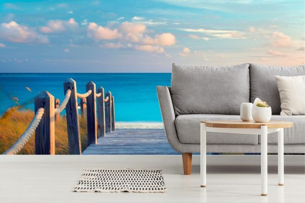 Beach & Tropical | Board Pathway To Ocean Grace Bay Wall Mural Beach & Tropical Beach & Tropical