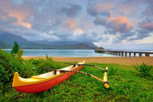 Beach & Tropical | Canoe On Hanalei Bay Wall Mural Beach & Tropical Beach & Tropical