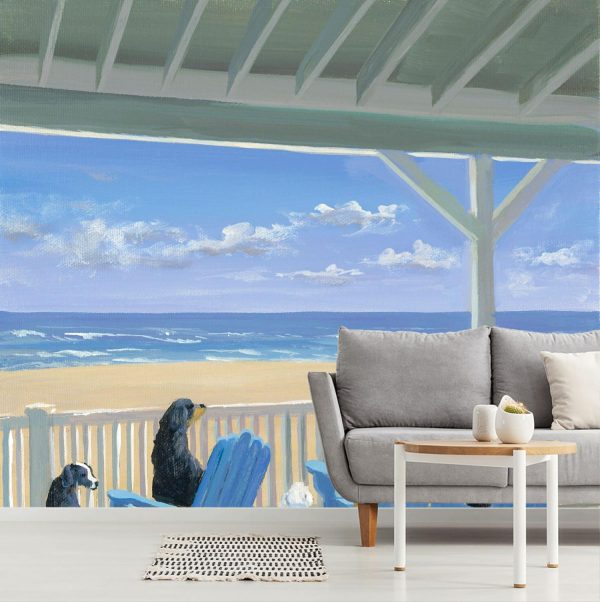 Beach & Tropical | Dogs On Deck Chairs Wallpaper Mural Animals Animals