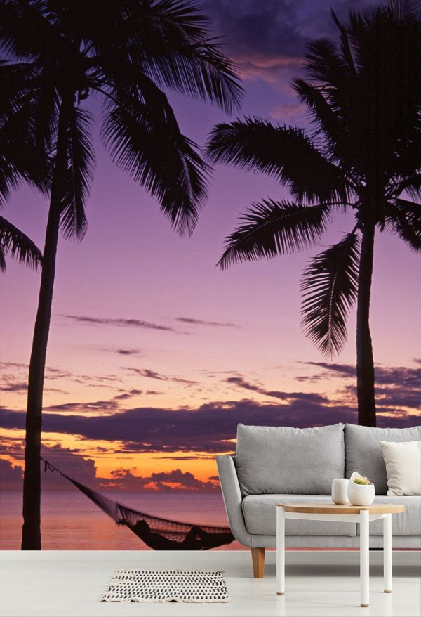 Beach & Tropical | Hammock At Sunset, Denaru Island, Fiji Wall Mural Beach & Tropical Beach & Tropical