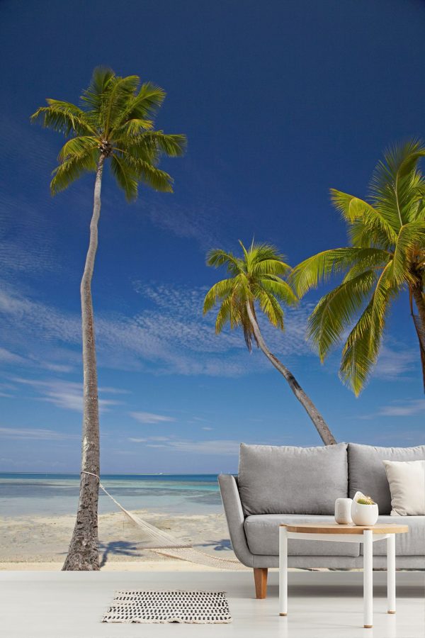 Beach & Tropical | Hammock in Fiji Mural Wallpaper Beach & Tropical Beach & Tropical