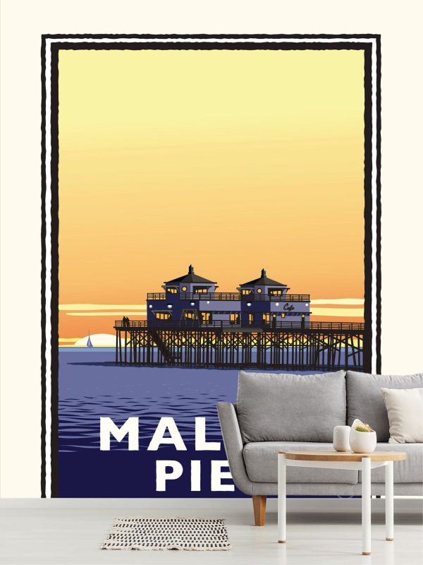 Beach & Tropical | Malibu Pier At Sunset Wallpaper Mural Beach & Tropical Beach & Tropical