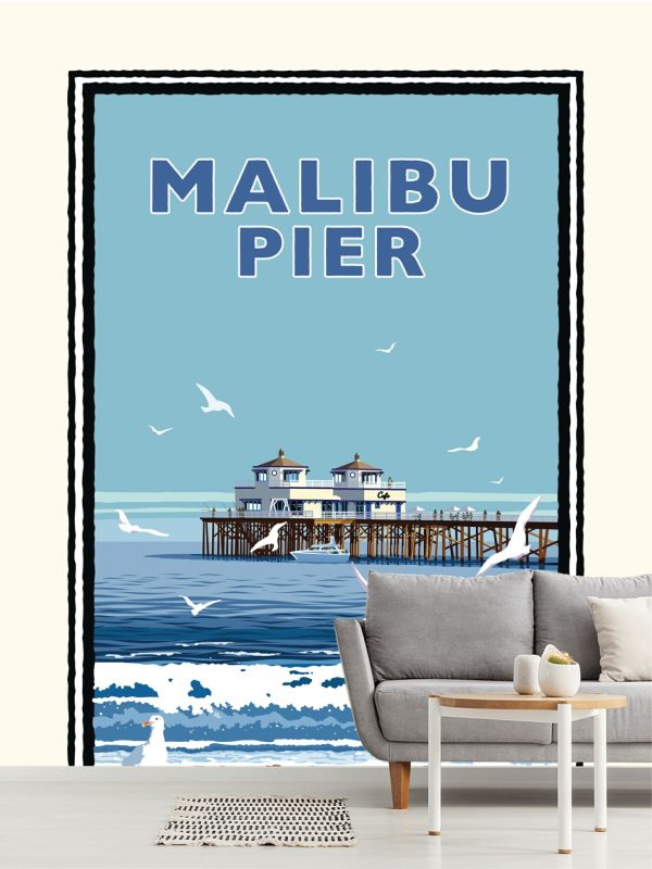 Beach & Tropical | Malibu Pier Wall Mural Beach & Tropical Beach & Tropical