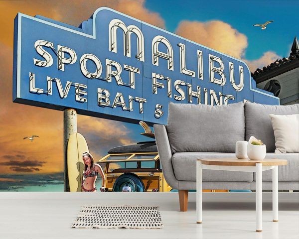 Beach & Tropical | Malibu Pier Wallpaper Mural Beach & Tropical Beach & Tropical