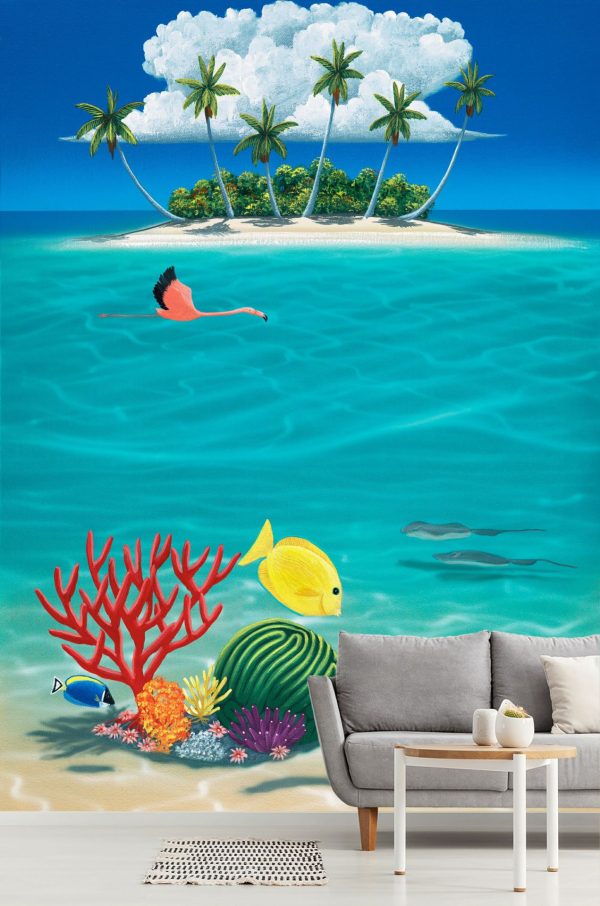 Beach & Tropical | Paradise Above and Below Mural Wallpaper Beach & Tropical Beach & Tropical