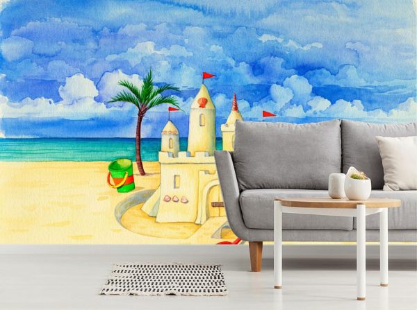 Beach & Tropical | Sandcastle Beach Wallpaper Mural Beach & Tropical Beach & Tropical