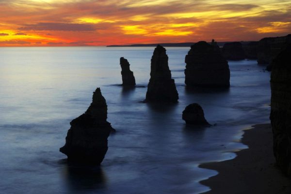 Beach & Tropical | Sunset, Twelve Apostles, Port Campbell 2 Mural Wallpaper Beach & Tropical Beach & Tropical