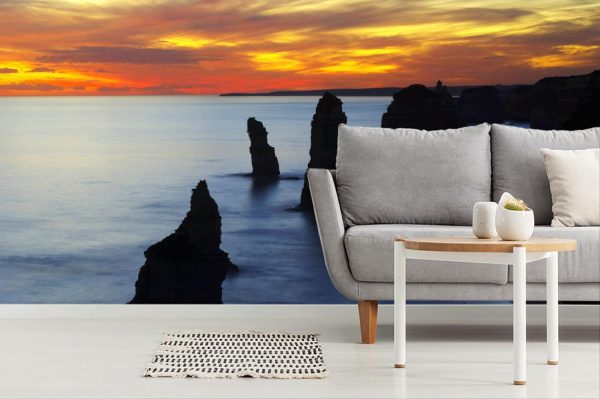 Beach & Tropical | Sunset, Twelve Apostles, Port Campbell 2 Mural Wallpaper Beach & Tropical Beach & Tropical