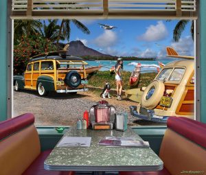 Beach & Tropical | Surf’s Up Diner Booth Wall Mural Activities & Leisure Activities & Leisure