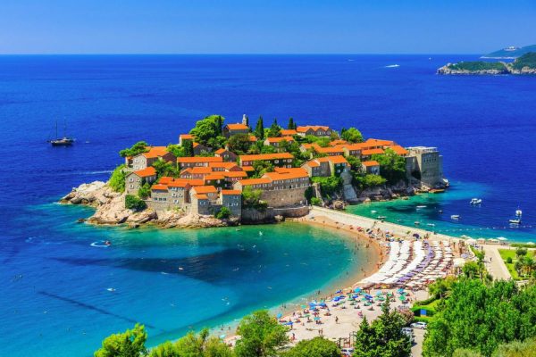 Beach & Tropical | Sveti Stefan Island Beach Wall Mural Beach & Tropical Beach & Tropical